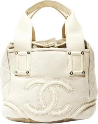 Chanel Pre-owned Handbags, female, Beige, Size: ONE SIZE Pre-owned Vintage Fabric Handbag