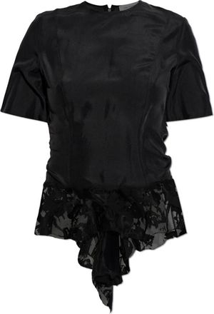 Alexander McQueen Alexander McQueen, T-Shirts, female, Black, Size: 2XS Asymmetrical Cut T-shirt