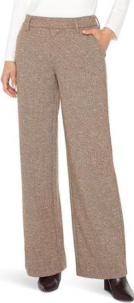 Liverpool L.A. Kelsey Wide Leg Trouser Mid Rise Herringbone Knit Womens Dress Pants Brown/Camel Herringbone : 14 31