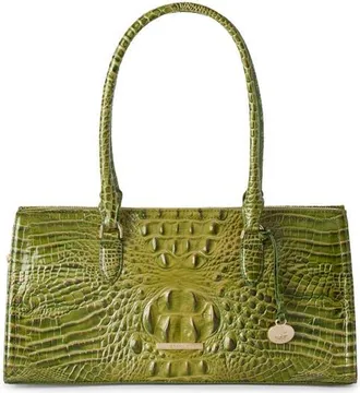 Brahmin Sophia Croc Embossed Leather Satchel in Olive at Nordstrom