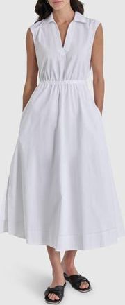 DKNY Cutout Back Cotton Poplin Maxi Dress in White at Nordstrom Rack, Size X-Large