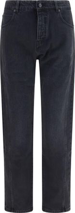 Balmain Mens Jeans Straight-Leg Washed Black Cotton