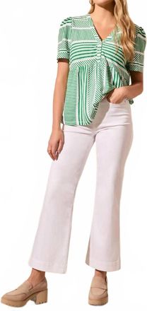 Tribal Flare Empire Waist Top In Kelly Green