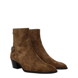 Celine Mens Brown Leather Ankle Boots