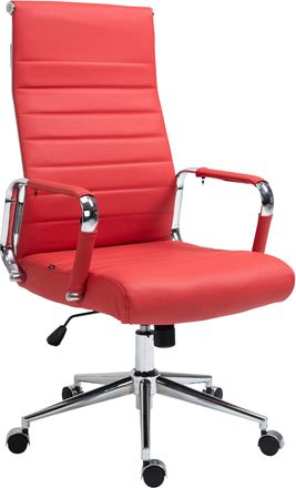 Clp Silla De Oficina Kolumbus De Cuero Aut&eacute;ntico Rojo