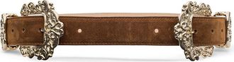L'agence Chayenne Ornate Double Belt in Tobacco Suede at Nordstrom, Size Xx-Large