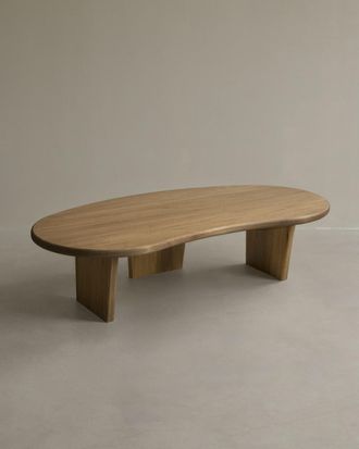 Deco Wood Mesa de centro de madera maciza de &aacute;lamo con tres patas 120cm