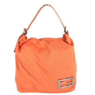 Fendi Orange Nylon Canvas Handbag Shoulder Bag Tote Bag (Pre-Owned)
