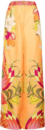 Camilla wide-leg waisted pant - women - Silk - M - Orange