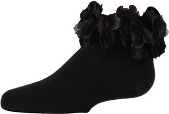 MeMoi Floral Halo Anklet Socks in Black at Nordstrom, Size 6-12M