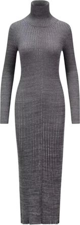 Moncler Turtleneck Gebreide Jurk - Dames - Kleedjes - Grijs - L - Wol - Kleedjes