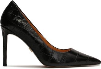 Kazar Zwarte klassieke stilettos in krokuspatroon - Dames - Pumps - Zwart - 38 EU - Leer - Schoenen