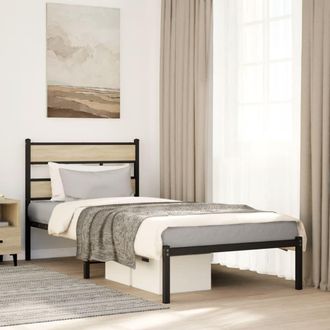 Berkfield Home Metal Bed Frame without Mattress Sonoma Oak 107x203 cm in Brown