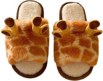 Generic Giraffe Slippers,Slippers for Women Men,Cute Fuzzy Slippers, Kawaii Animal Cartoon Plush House Slippers,Cloud Bedroom Winter House Shoes for Indoor La