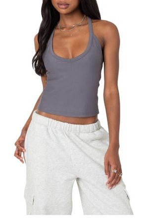 Edikted Racerback Stretch Tank in Gray at Nordstrom, Size X-Small