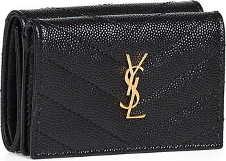Saint Laurent Womens Wallet Cassandre Origami Black Calfskin & Purses