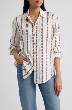 Cloth & Stone Boyfriend Button-Up Shirt in Seashell Stripe at Nordstrom, Size X-Small