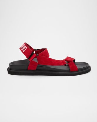 Moschino Men & apos;s Logo Leather Sandals