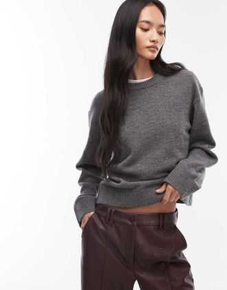 & Other Stories Maglione squadrato in misto cotone e lana grigio scuro