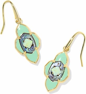 Kendra Scott Womens Abbie Medallion Small Drop Earrings In Abalone Sea Green Mix
