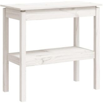 vidaXL Mesa Consola De Madera Maciza De Pino Blanco 80x40x75 Cm Vidaxl