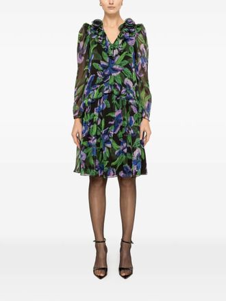 Nissa floral-appliqu&eacute; mini dress - Black