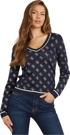 Guess Rosie Trui - Dames - V-hals truien - Blauw - L - Truien & Vesten