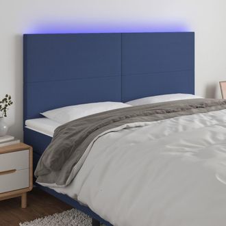 vidaXL Cabecero Con Luces Led Tela Azul 160x5x118/128 Cm Vidaxl