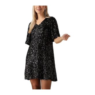 Moves Zwarte Mini Jurk Manalina - Dames - Feestkleedjes - Zwart - S - Kleedjes