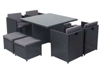 Concept Usine Sal&oacute;n de jard&iacute;n 8 personas resina trenzada negro/gris