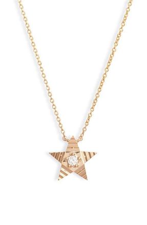 Dana Rebecca Designs Diamond Fluted Star Pendant Necklace in Yellow Gold at Nordstrom, Size 18