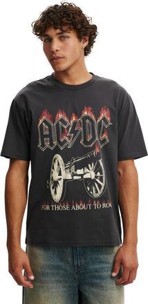 Cotton On Mens Premium Loose Fit Music T-Shirt in Washed Black - Ac Dc - For at Nordstrom, Size Medium
