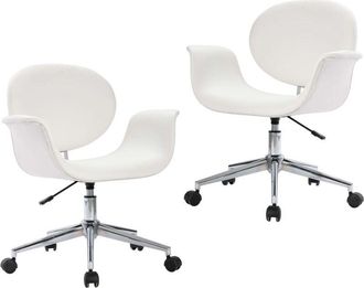vidaXL Vidaxl - Sillas De Comedor Giratorias 2 Unidades Cuero Sint&eacute;tico Blanco