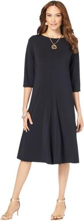 Roaman's Plus Size 3/4 Sleeve Boatneck Swing Dress in Black at Nordstrom, Size 20