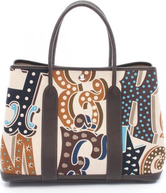 Herm&egrave;s Beige Brown Multi-Color Toile H Negonda Leather Handbag Tote Bag (Pre-Owned)