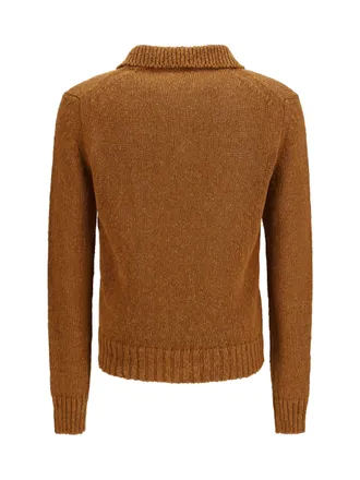Sunflower Textured Cotton-Linen-Polyester Polo - Brown