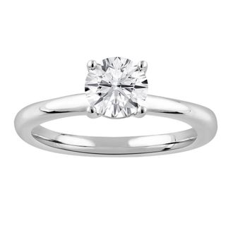Grown Brilliance 1.00 Caratt 14K White Gold Round Cut Lab Grown Diamond Solitaire Engagement Ring for Women- Color/Clarity-F/VS