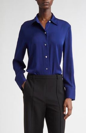 Vince Stretch Silk Button-Up Shirt in Caspian at Nordstrom Rack, Size Large