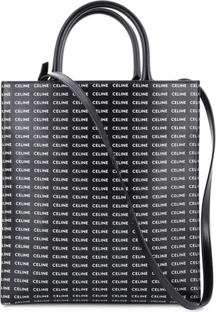 Celine Vertical Cabas All Over Logo Print Leather Small tote bag - Zwart