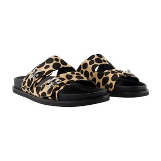 Tory Burch Womens Printed Calfskin Sandal Beige