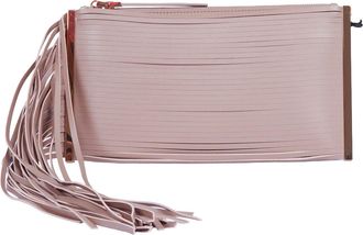 Elisabetta Franchi Rectangular Leather Fringe Clutch