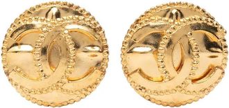 Chanel 1997 Gold Plated CC Round Clip on Earrings costume earrings - Oro