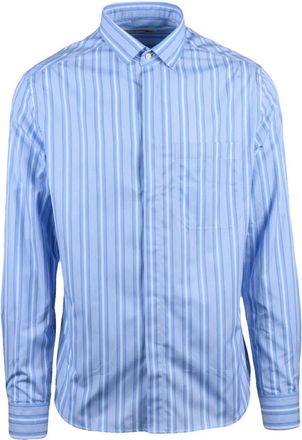 Deuxieme Shirt White/Sky Blue Cotton Shirt