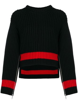 Alexander McQueen zipped sleeves chunky knit sweater - women - Cashmere/Wool - S - Black