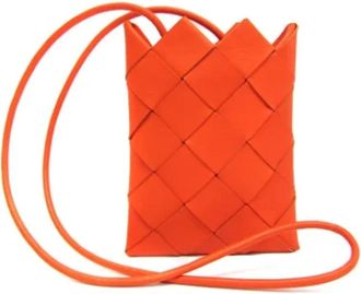 Bottega Veneta Pre-owned Cross Body Bags, female, Orange, Size: ONE SIZE Pre-owned Leather shoulder-bags