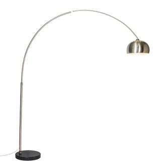 QAZQA Moderno L&aacute;mpara De Arco De Acero Con Pantalla Met&aacute;lica 33 Cm Regulable - Xxl Acero Alargada Adecuado Para Led Max. 1 X 60 Watt - Qazqa