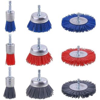 OEM [mai Usato]set Di 9 Spazzole Abrasive In Filo Di Nylon, Spazzola Per Trapano In Nylon Con Gambo Esagonale Da 1/4 Di Pollice, Utensili Per Levigare Il 