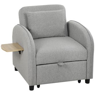 HOMCOM Homcom Poltrona Letto 3 In 1 Estraibile Reclinabile Con Tavolino, Grigio