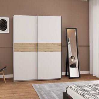 Dmora Guardarropa 2 Puertas Manita, Armario Dormitorio Con 2 Estantes, Perchero, 2 Puertas, 150x204h Cm Blanco
