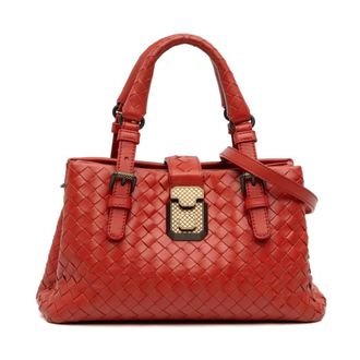 Bottega Veneta Pre-owned Handbags, female, Red, Size: ONE SIZE Pre-owned Woven Leather Top Handle Bag